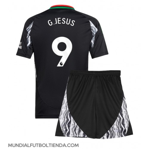 Camiseta Arsenal Gabriel Jesus #9 Segunda Equipación Replica 2024-25 para niños mangas cortas (+ Pantalones cortos)